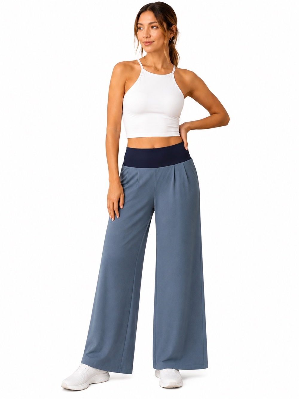 Lucy Wide Leg Yoga Pants‎ Women Medium Blue Pull On Athleisure Lounge